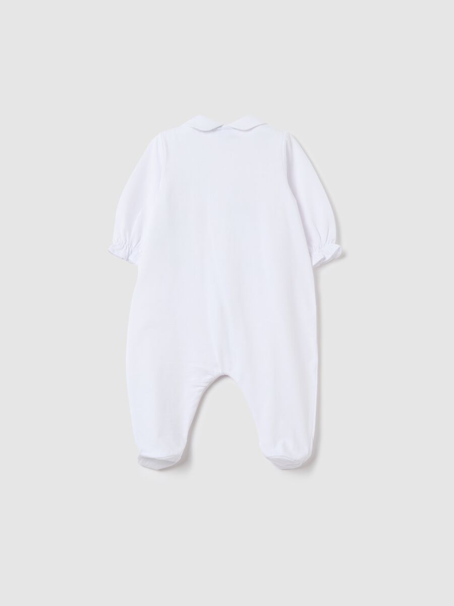 Cotton onesie with feet and rabbits embroidery_1