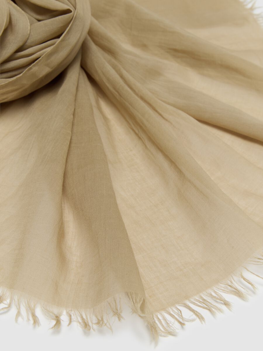 Sciarpa da uomo in puro cotone beige con frange_2