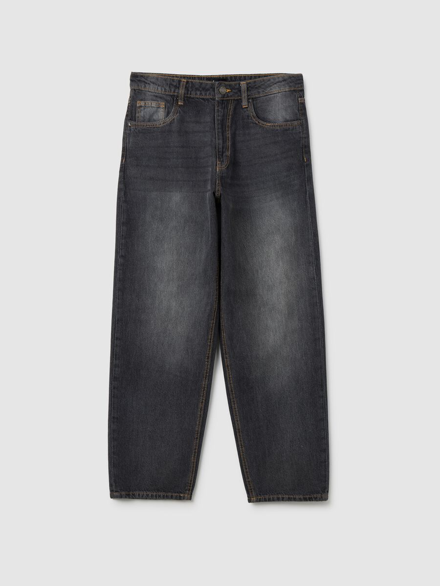 Jeans baggy grigio in cotone_4