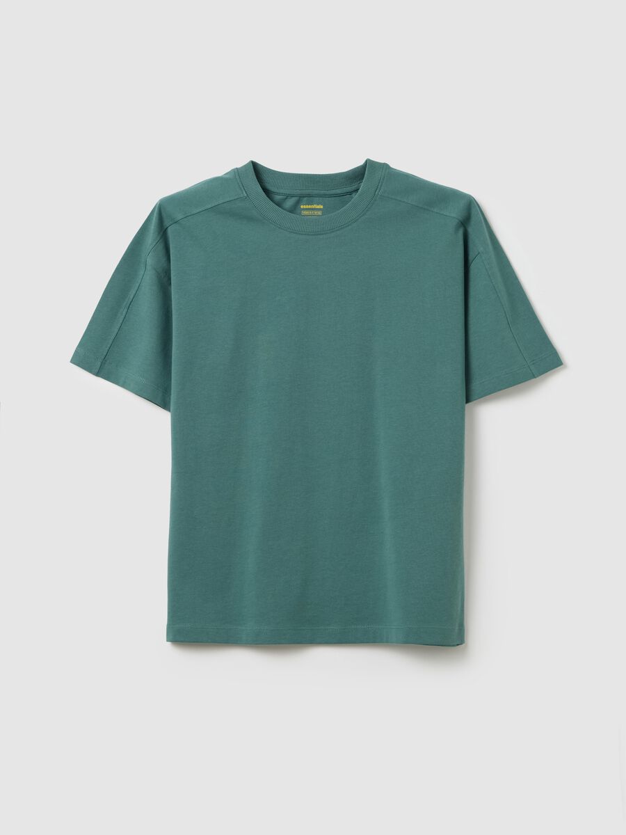 T-shirt da ragazzo in puro cotone verde regular fit con scollo rotondo_3
