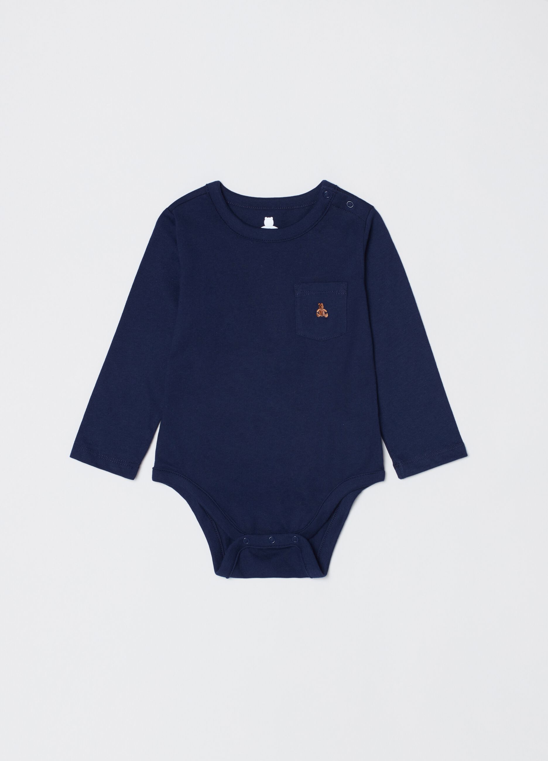 Organic cotton bodysuit with embroidered bear
