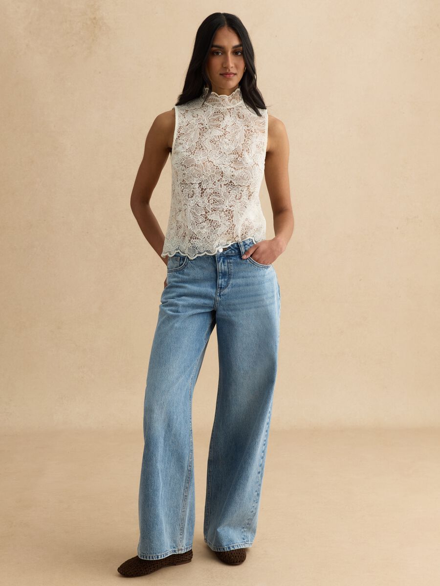 Camicia bianco in misto cotone con pizzo_2