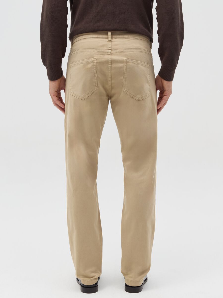 Beige slim-fit trousers in stretch cotton_3