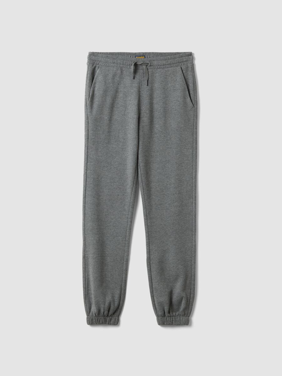 Pantaloni jogger grigio melange in misto cotone organico e viscosa_0