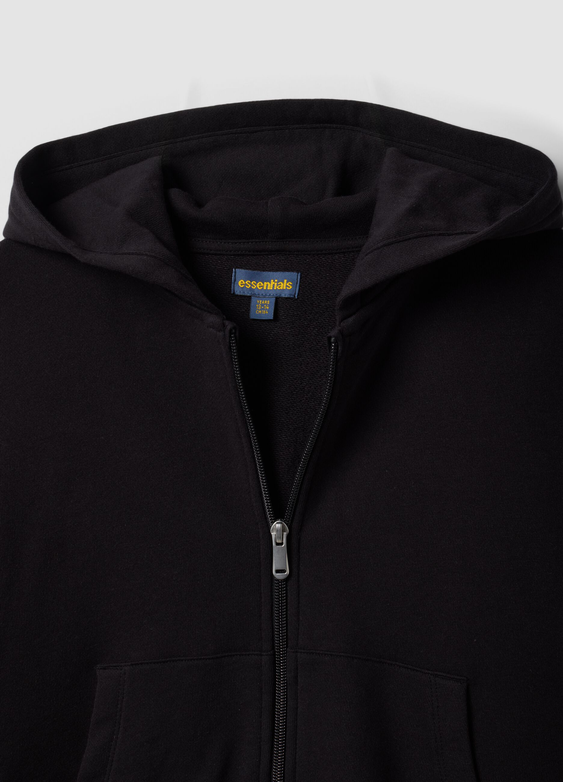 Black organic cotton hooded sweatshirt