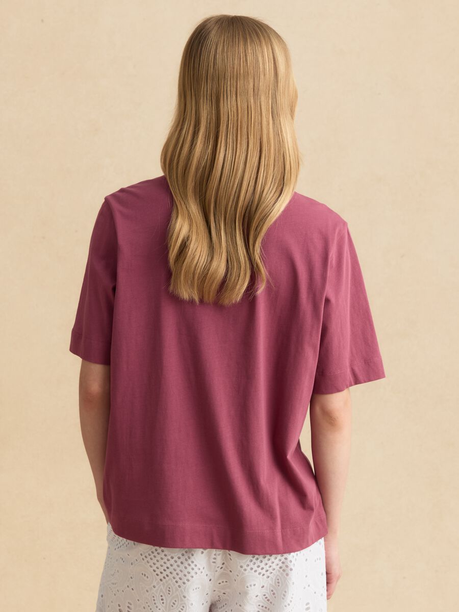 Purple short-sleeved pure cotton T-shirt_3