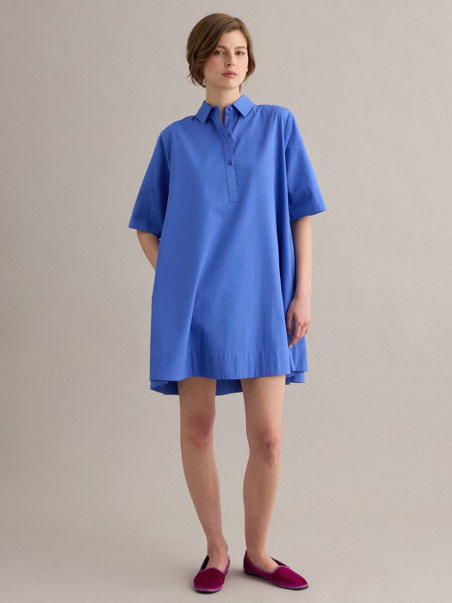 Blue pure cotton shirt dress_0