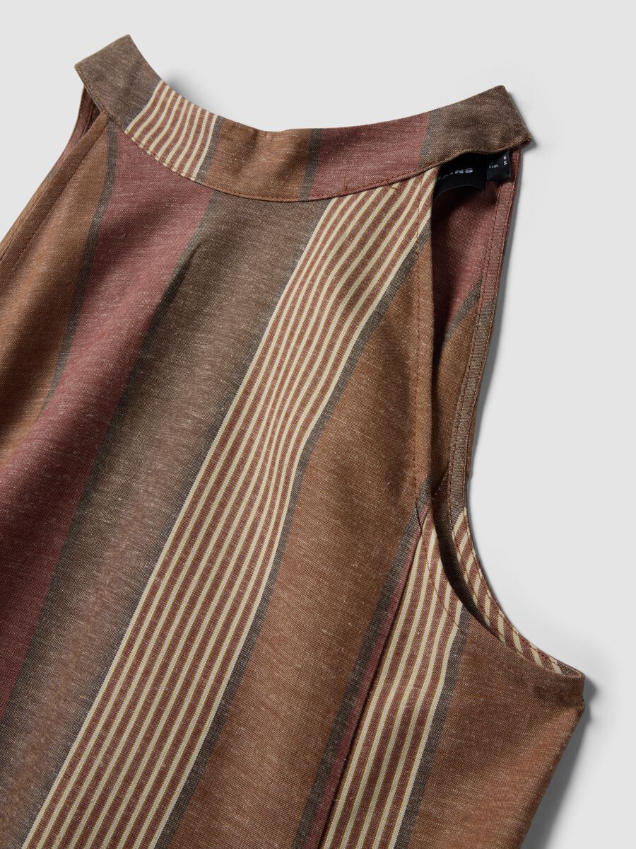 Abito in misto viscosa e lino a righe multicolor relaxed fit_6