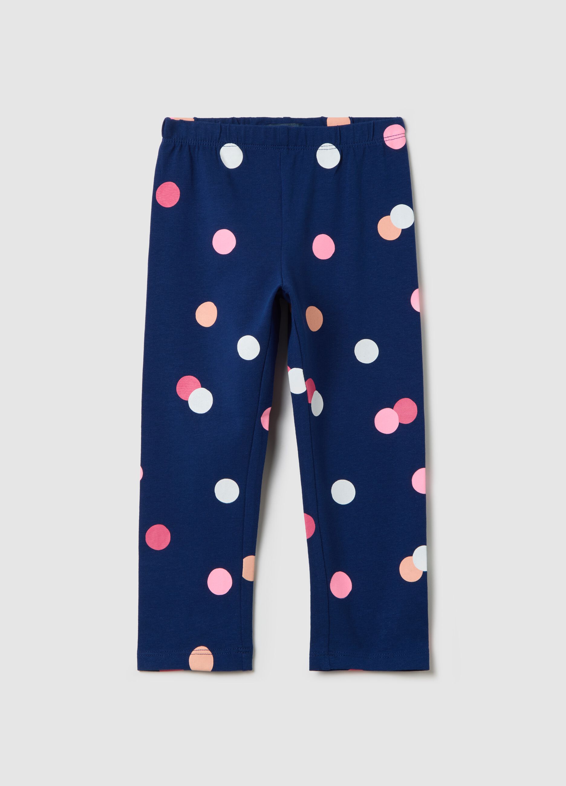 Blue three-quarter leggings in stretch cotton