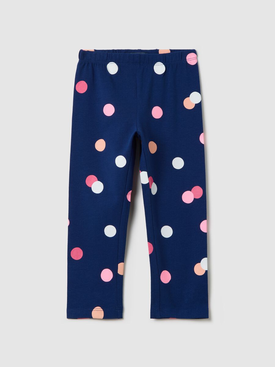 Blue three-quarter leggings in stretch cotton_0