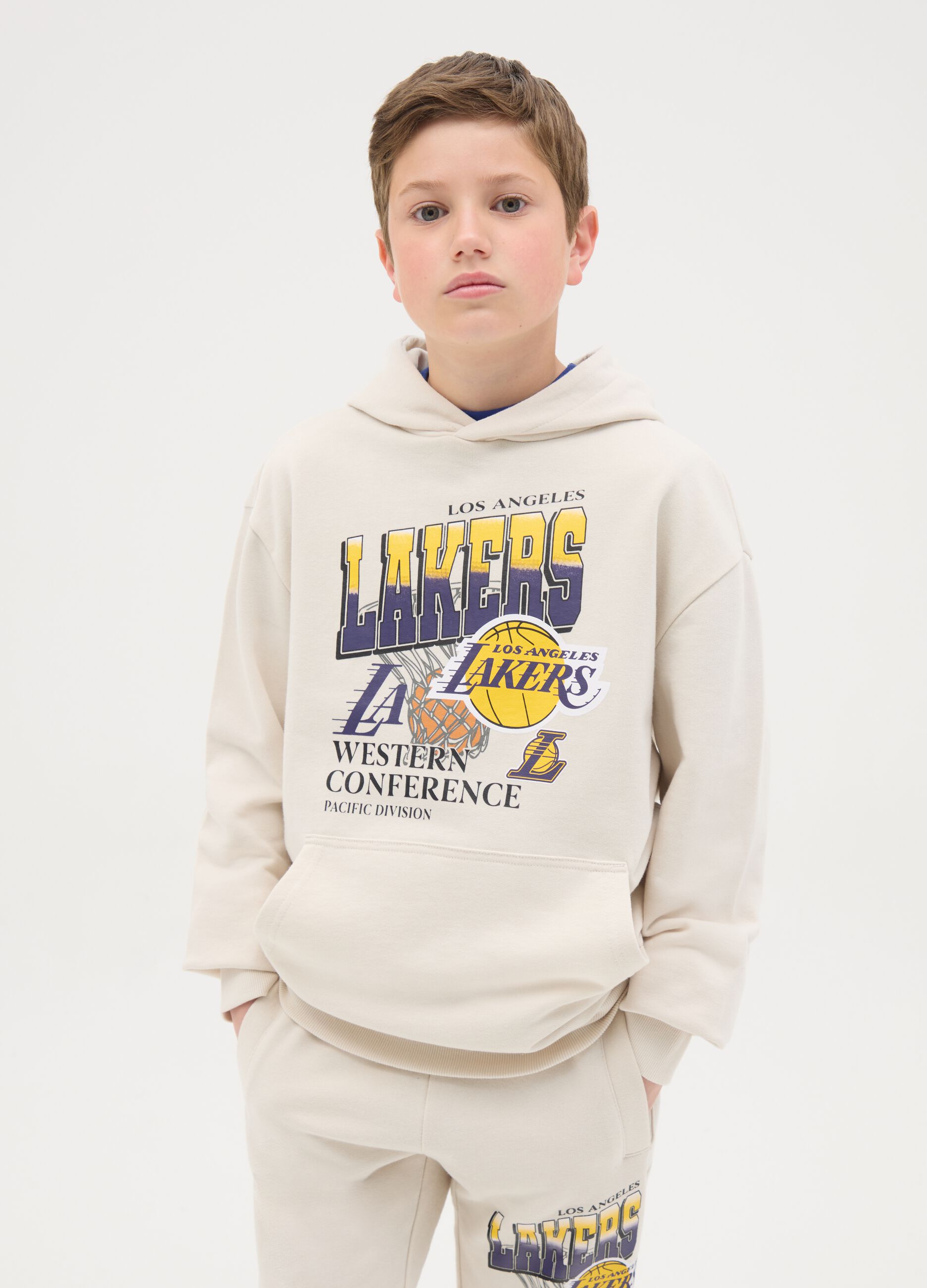 Sweatshirt with hood and NBA Los Angeles Lakers print