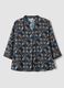 Blue and brown geometric print blouse, regular fit_0