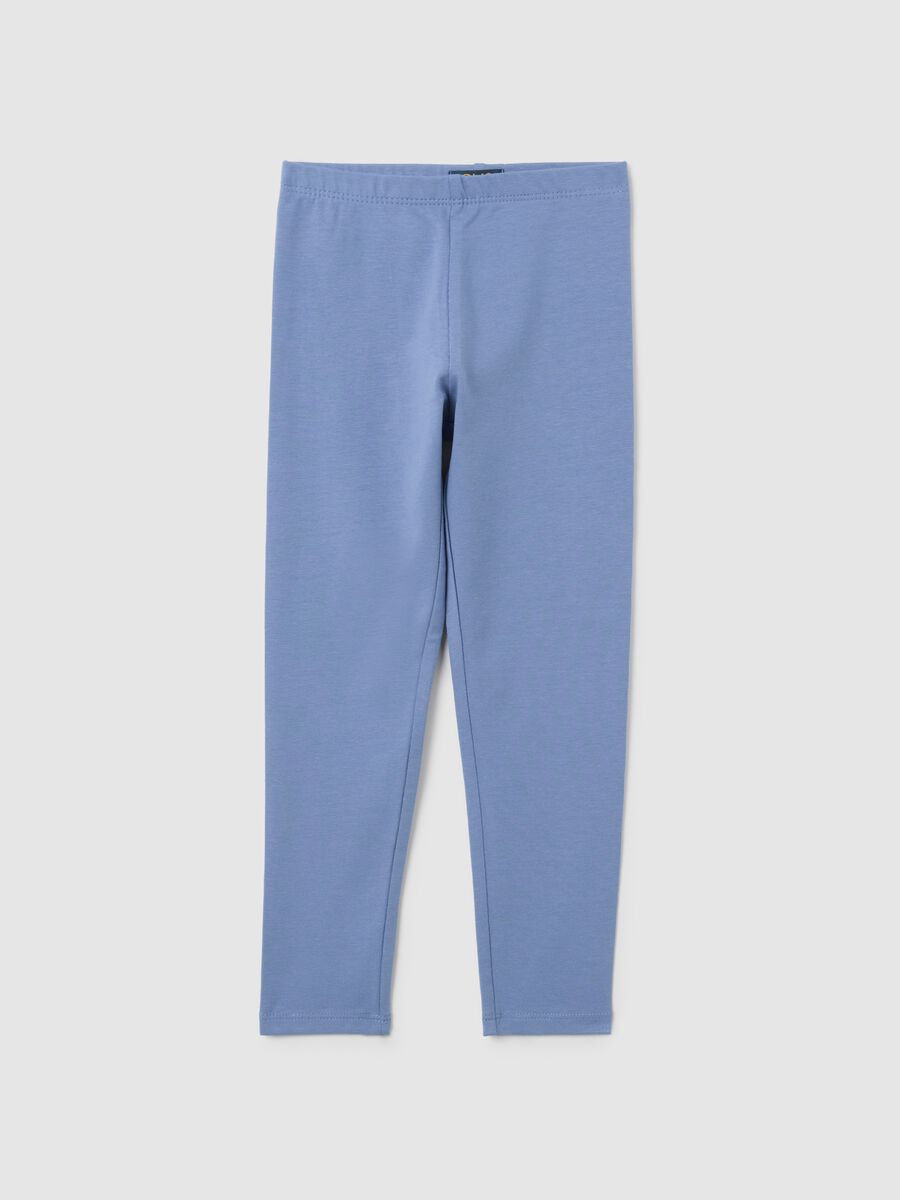 Girls' Blue Stretch Cotton Leggings_0