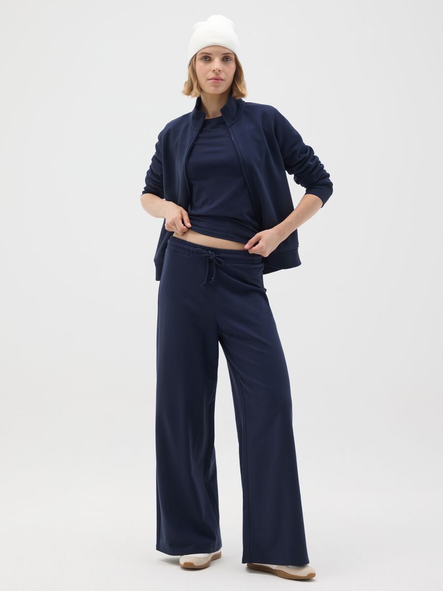 Blue pure cotton regular fit trousers_0
