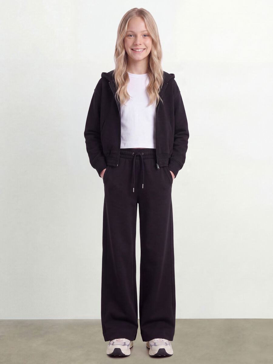 Pantaloni neri culotte in puro cotone organico per ragazza_0