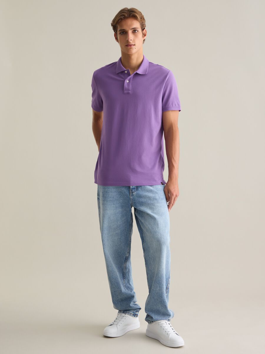 Men's violet pure cotton polo shirt regular fit_2