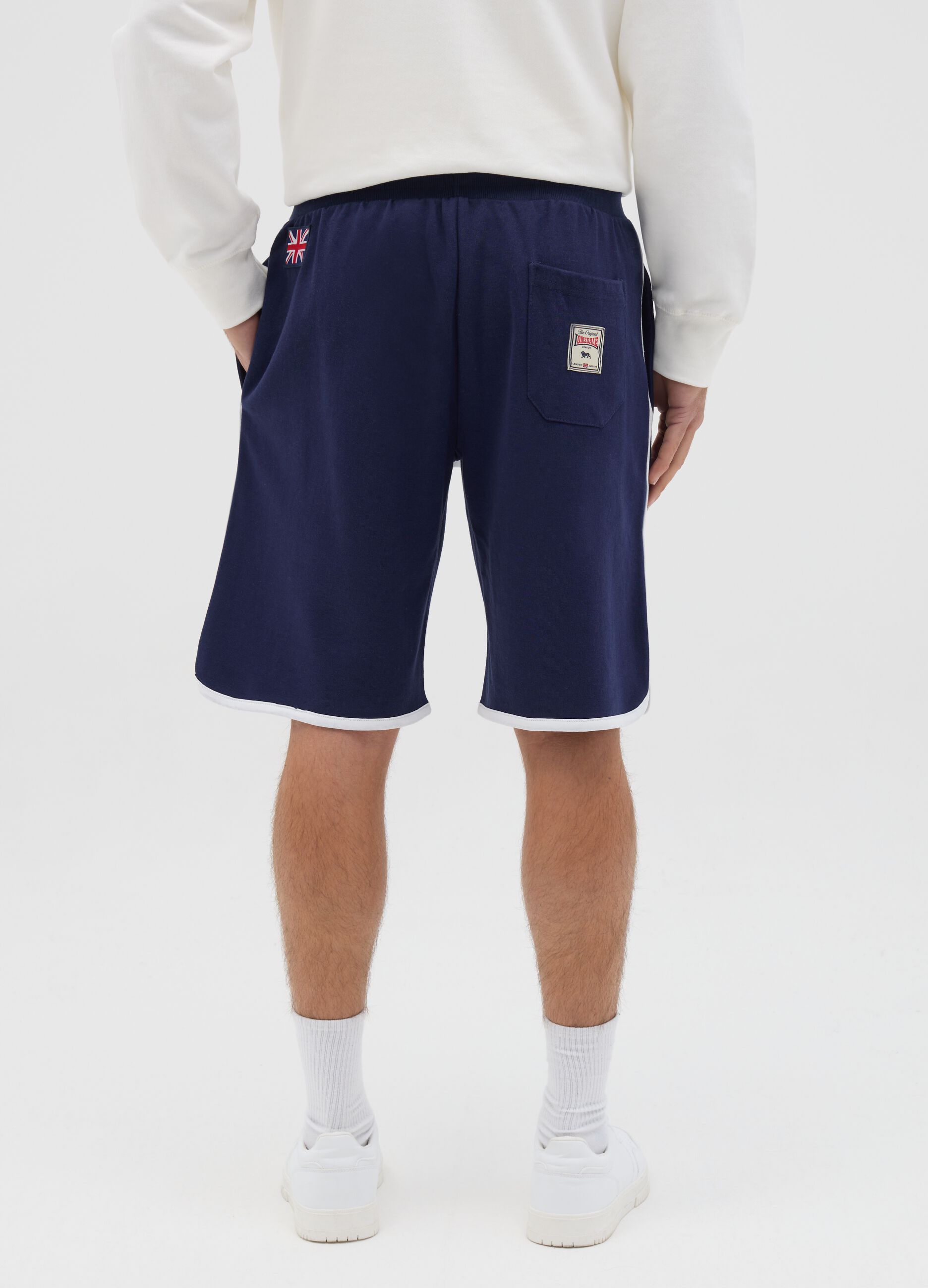 Blue Bermuda joggers with contrasting edging