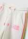 Pantaloni bianchi wide leg in misto cotone con profili arcobaleno_2