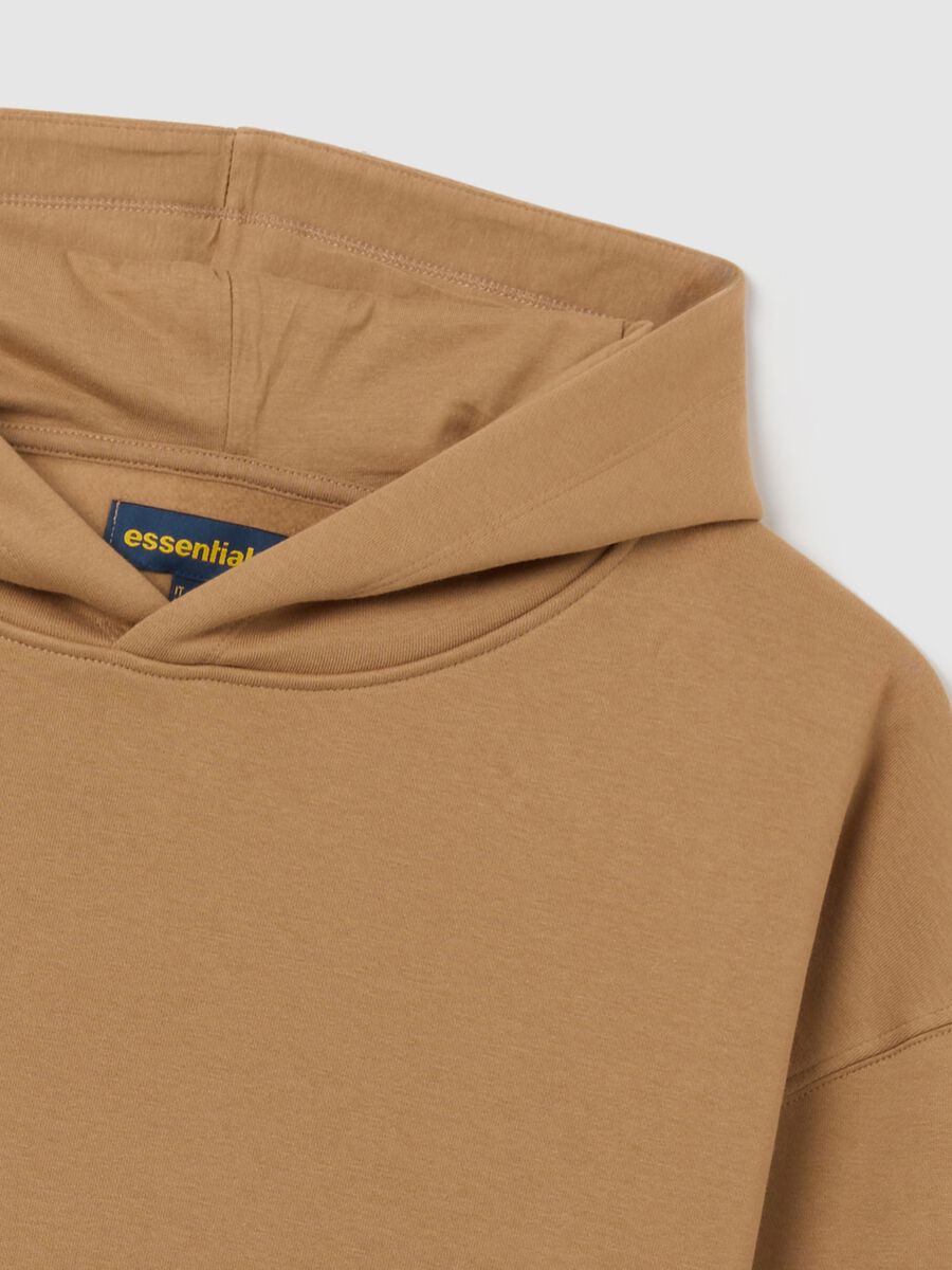 Felpa marrone in misto cotone regular fit con cappuccio_5