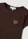 Brown pure cotton crew-neck T-shirt with slogan_5