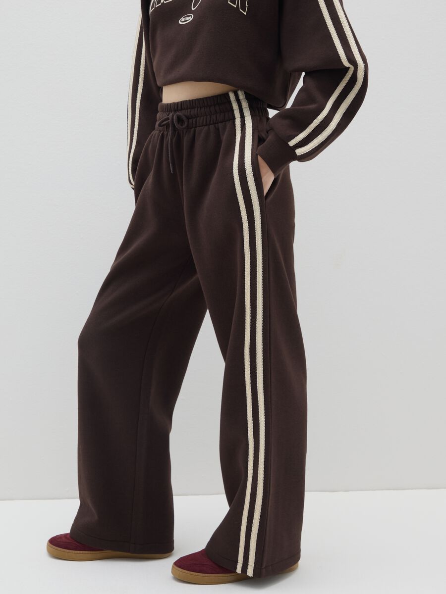 Brown Cotton Blend Wide Leg Trousers_3