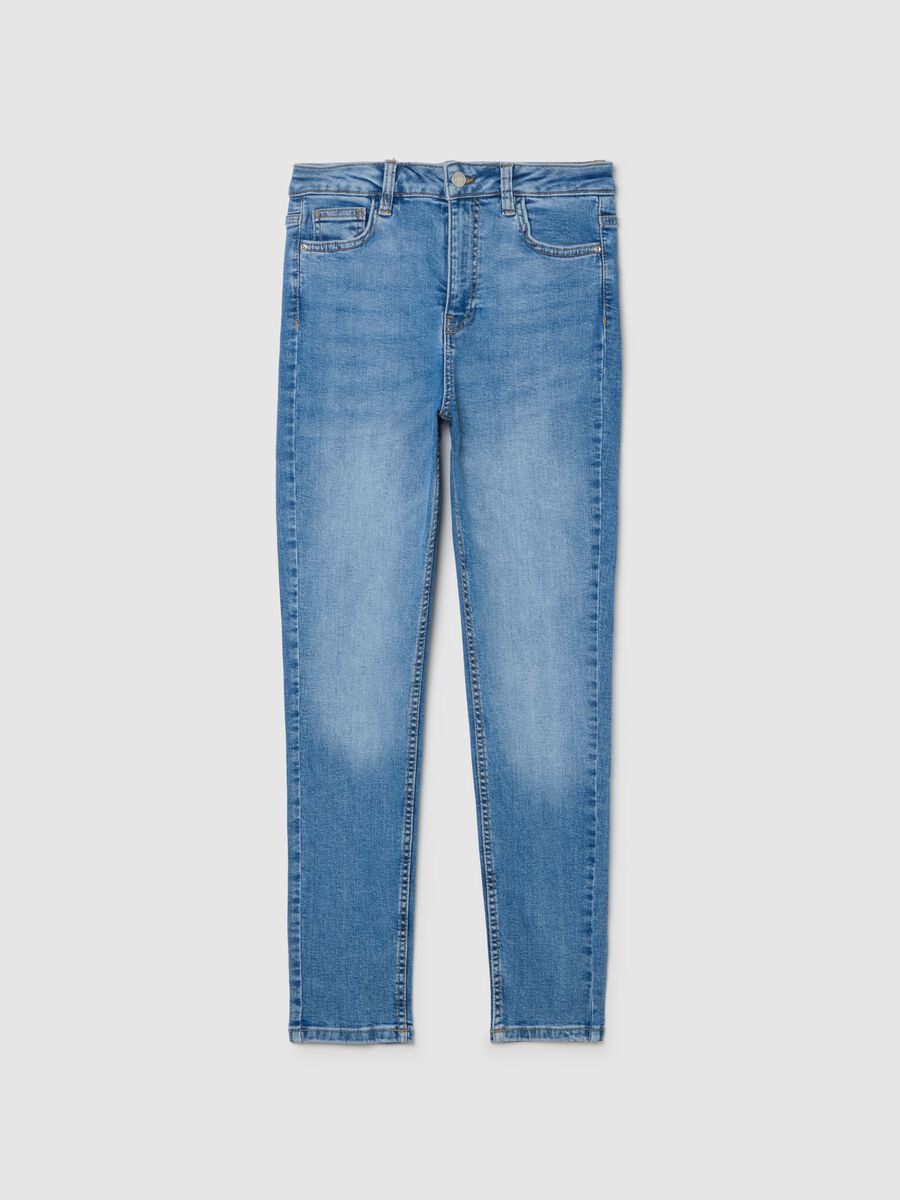 Jeans skinny azzurri in cotone elasticizzato_0