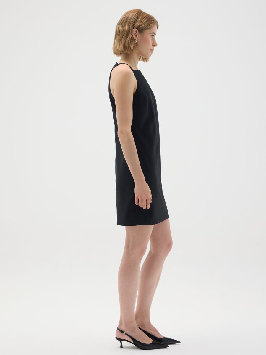 Black viscose blend slim fit dress_1