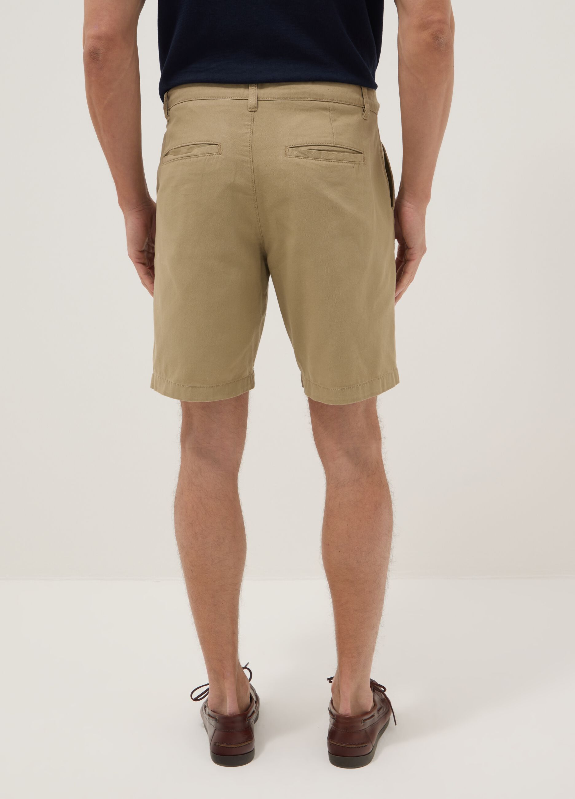 Beige regular-fit pure cotton chino shorts
