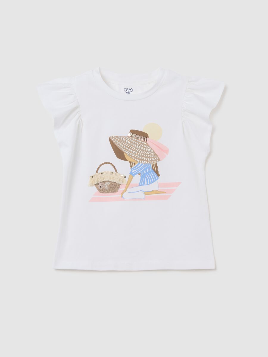 Girls' White Stretch Cotton T-Shirt_0