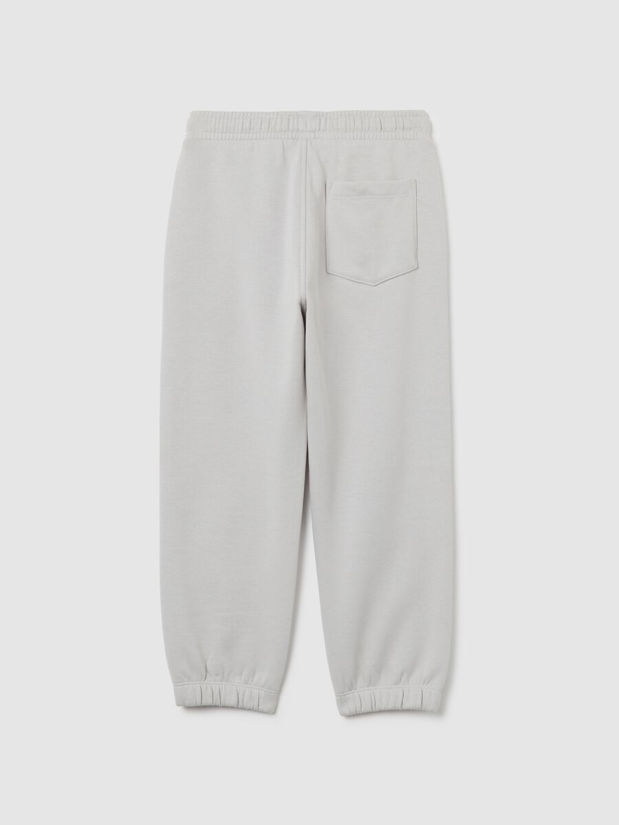 Jogger da bambino in puro cotone grigi regular fit_1