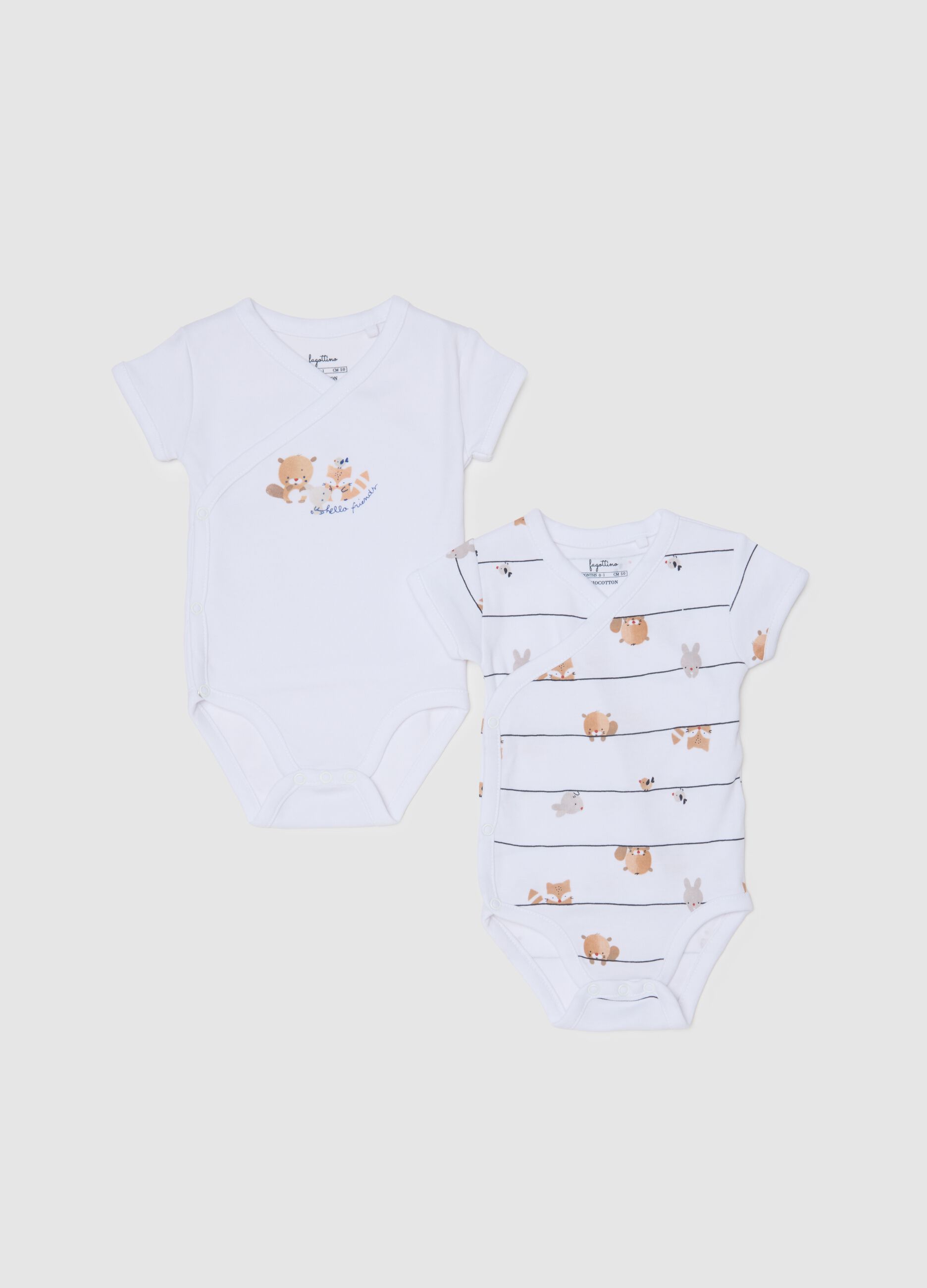 Newborn Twin Pack Bodysuit in Pure White Cotton