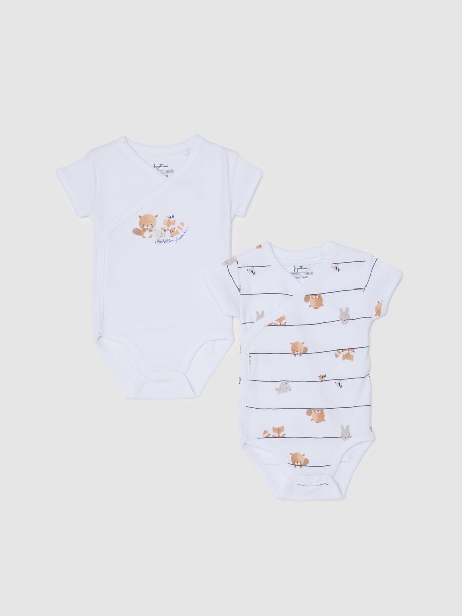 Set bipack bodysuit da neonato in puro cotone bianco_0