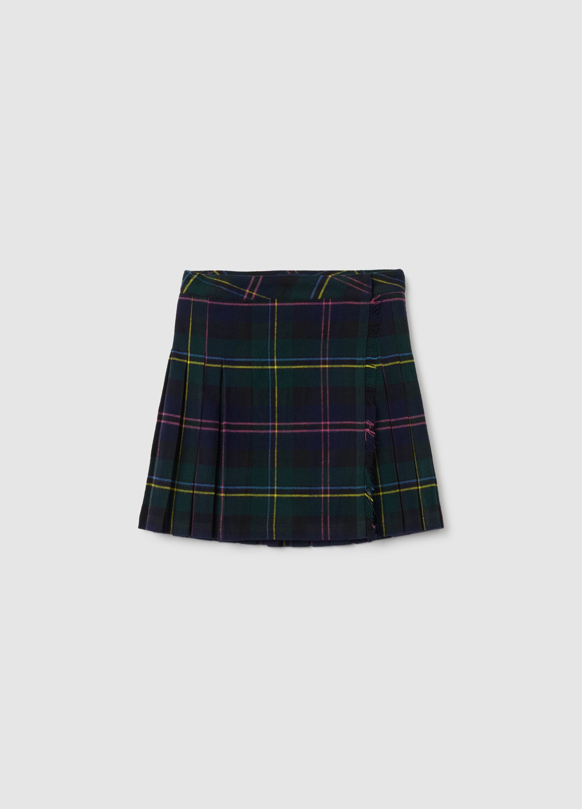 Multicolour regular fit flannel skirt for girls