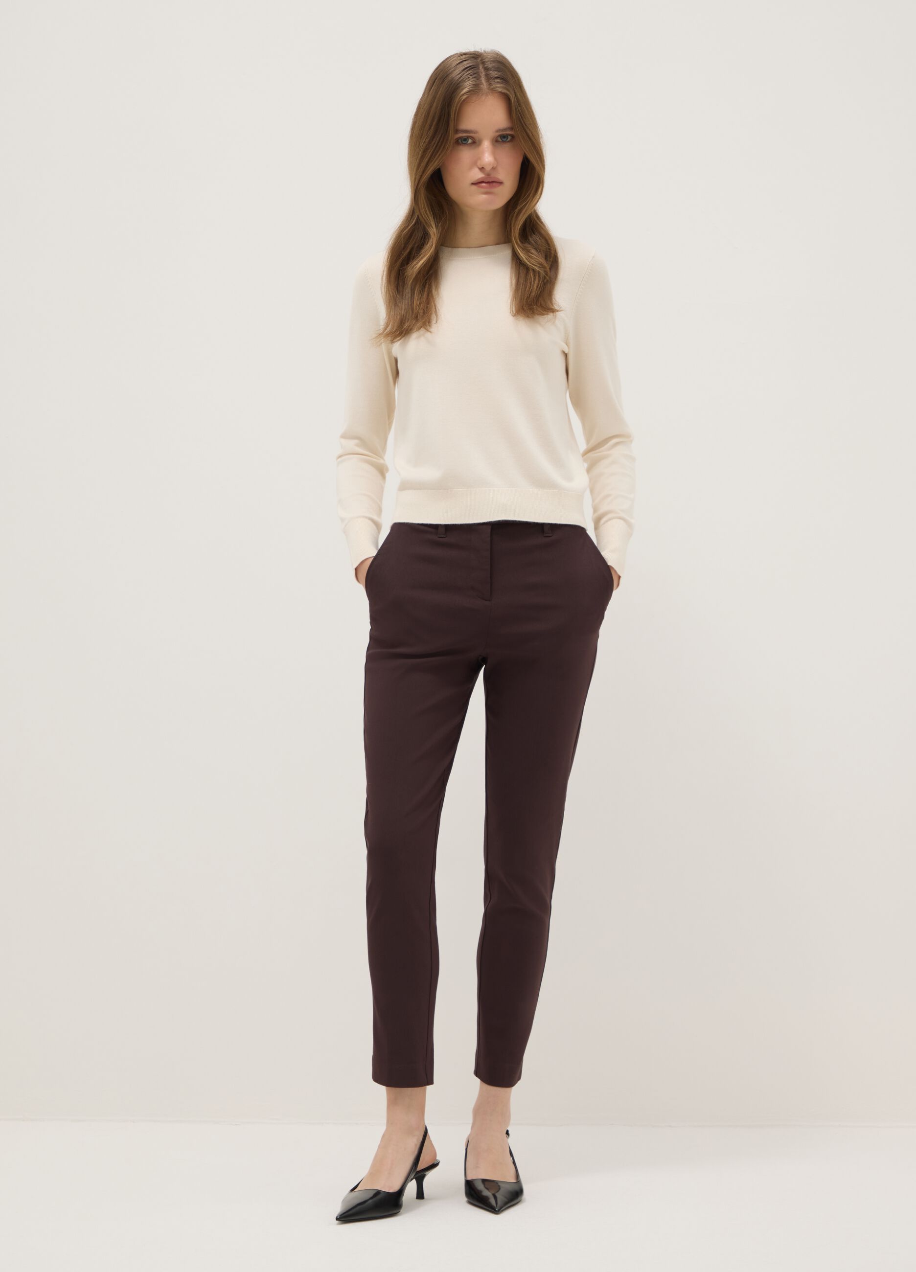 Brown slim fit chino trousers