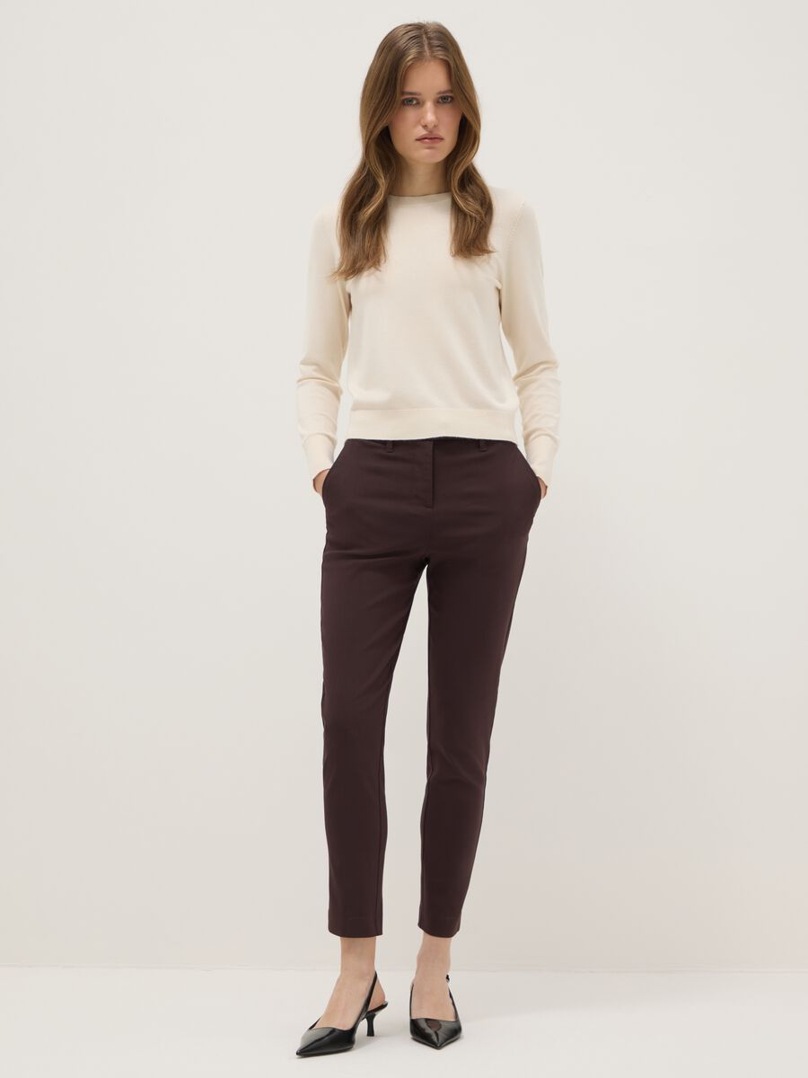 Brown slim fit chino trousers_0