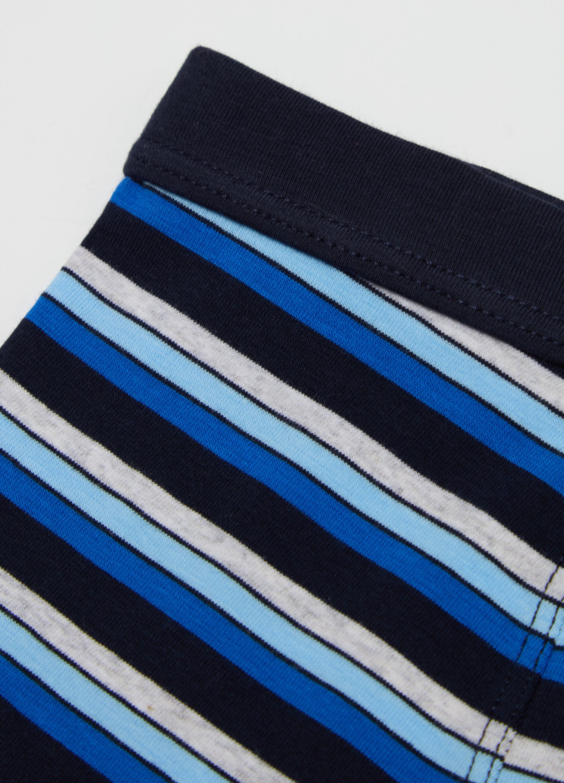 Stretch cotton boxer shorts with striped pattern