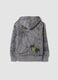 Grey cotton-blend hooded zip sweatshirt with spiderweb print_1