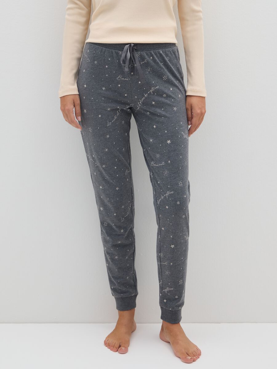 Pantaloni pigiama in misto cotone grigi_1
