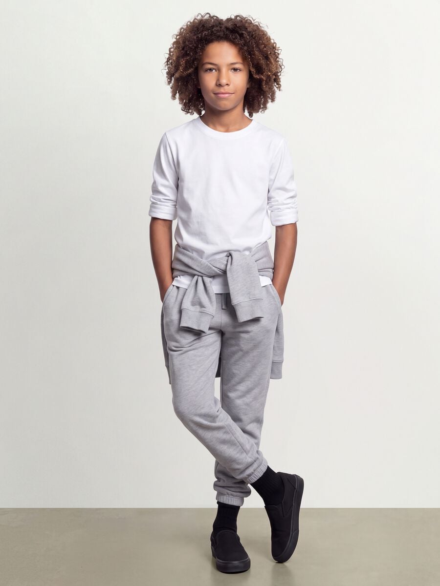 White long-sleeve T-shirt in pure organic cotton, regular fit, for boys_1