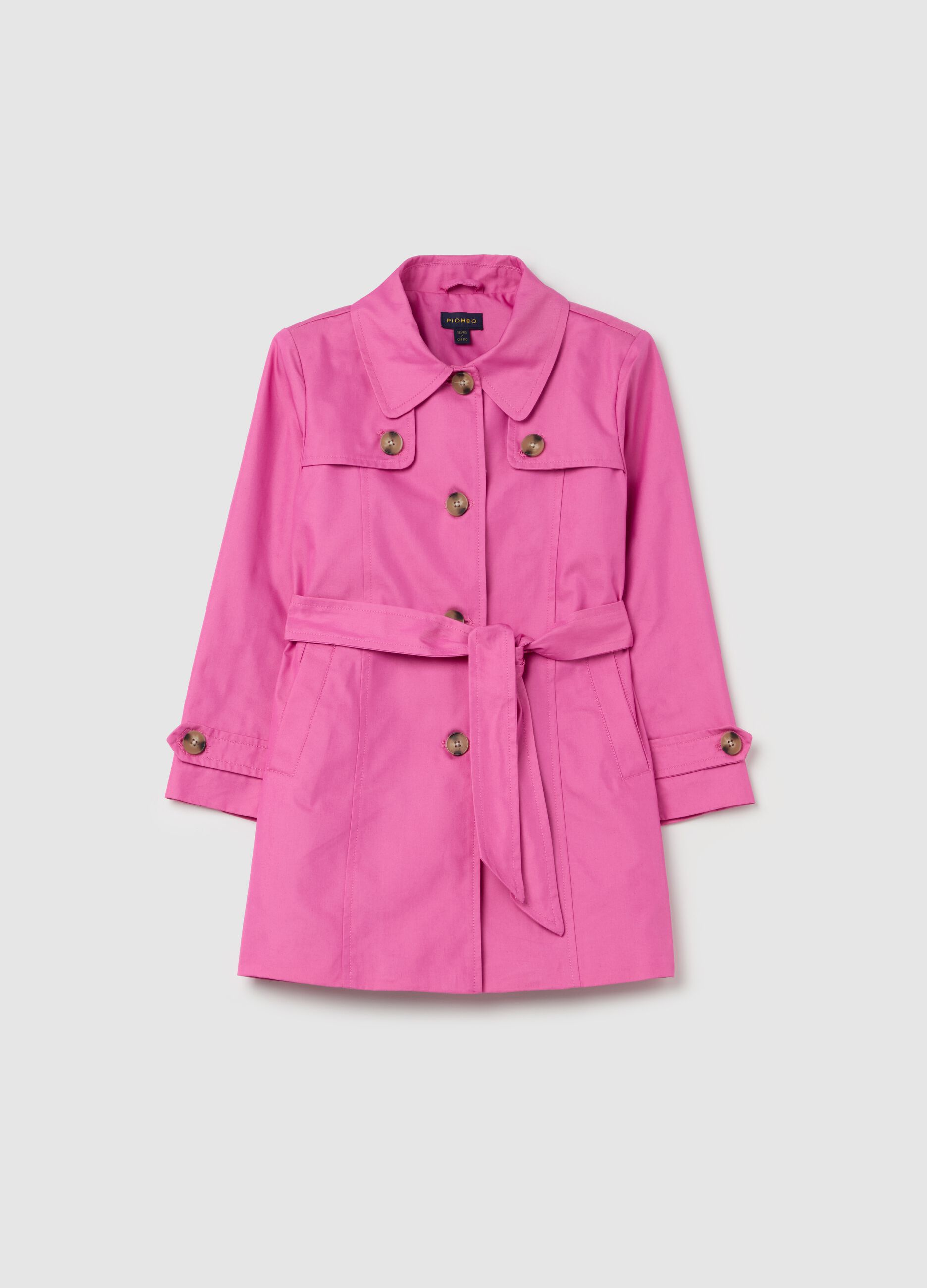 Single-breasted trench coat with belt