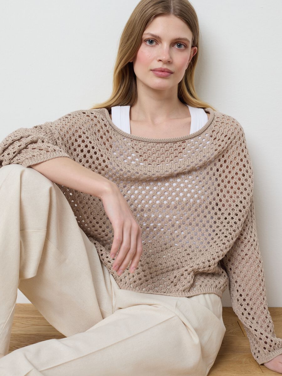 Open stitch top in lurex_0