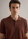 Brown regular fit polo in cotton, linen, and silk blend_3