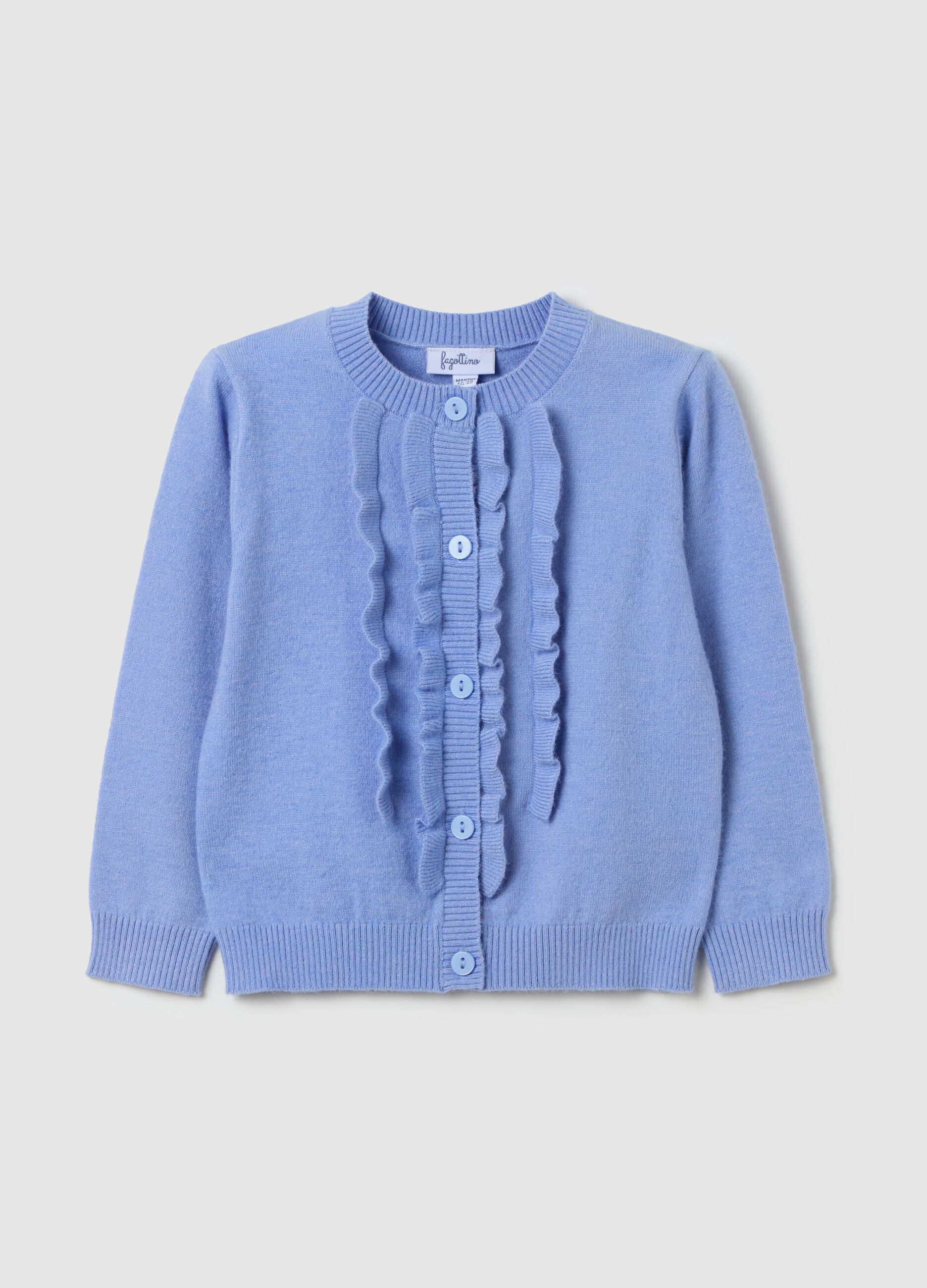 Cardigan with round neck and applications