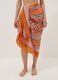 Orange pure cotton pareo with patterned print_1