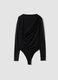 Black stretch-fabric bodysuit with crew neck_0