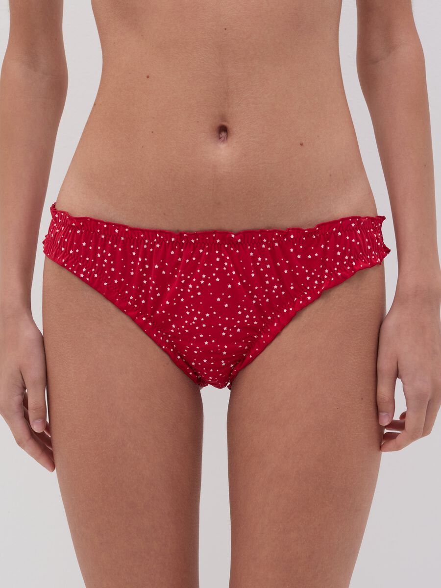 Gathered briefs in mesh with small stars print_1