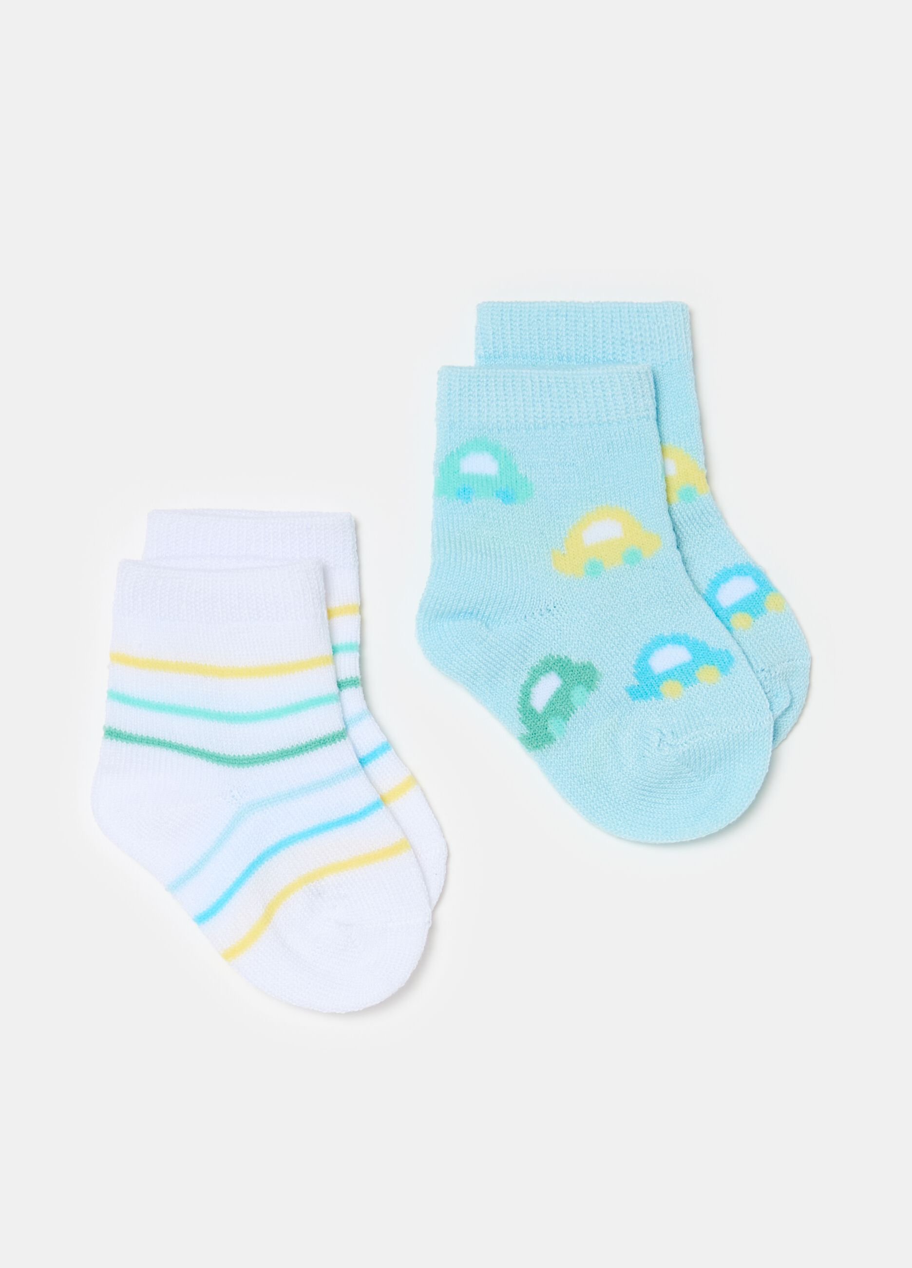 Two-pair pack cotton socks with design