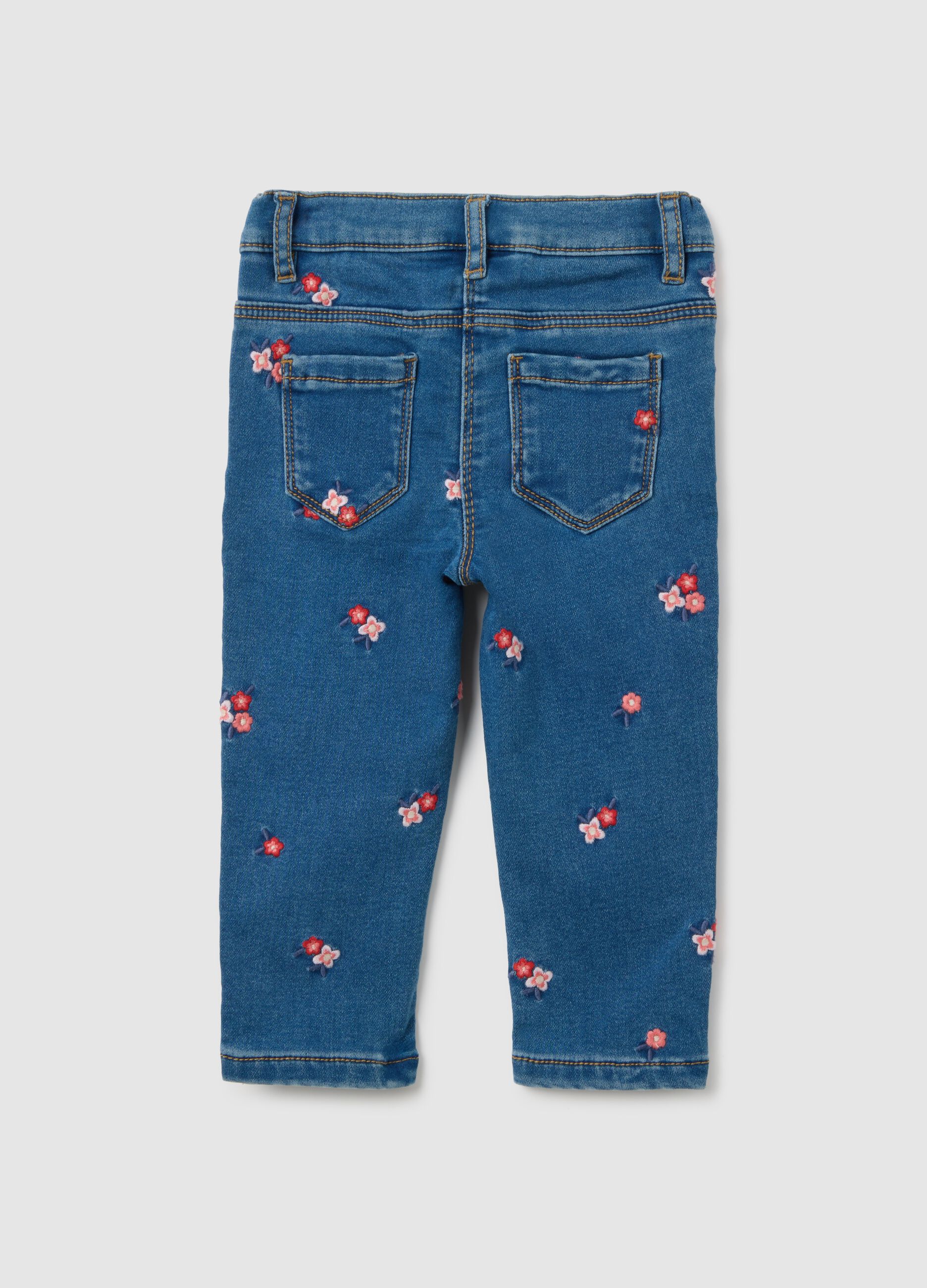 Slim fit floral denim jeans for girls