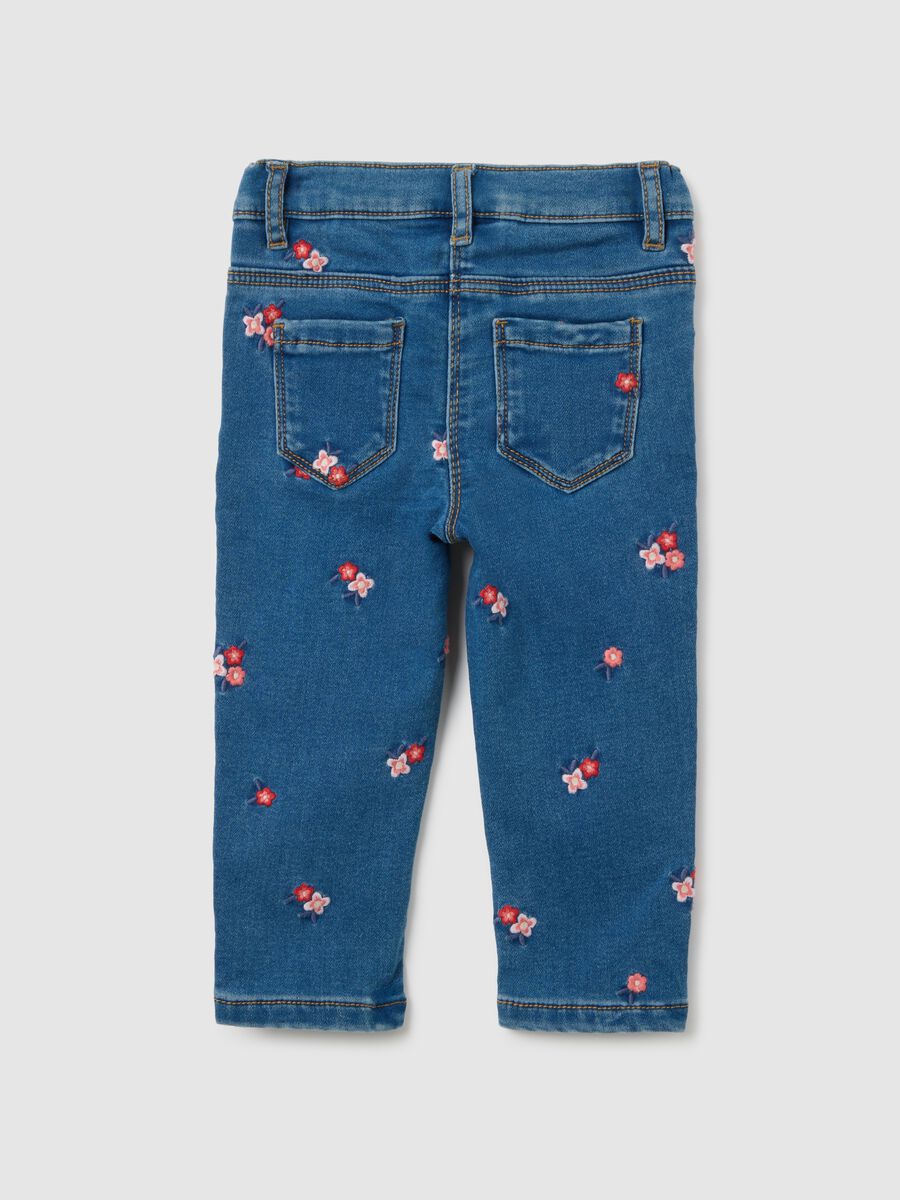 Slim fit floral denim jeans for girls_1