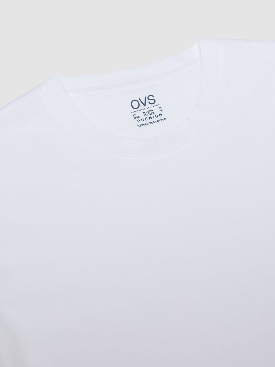 White mercerised pure cotton crew-neck T-shirt_1